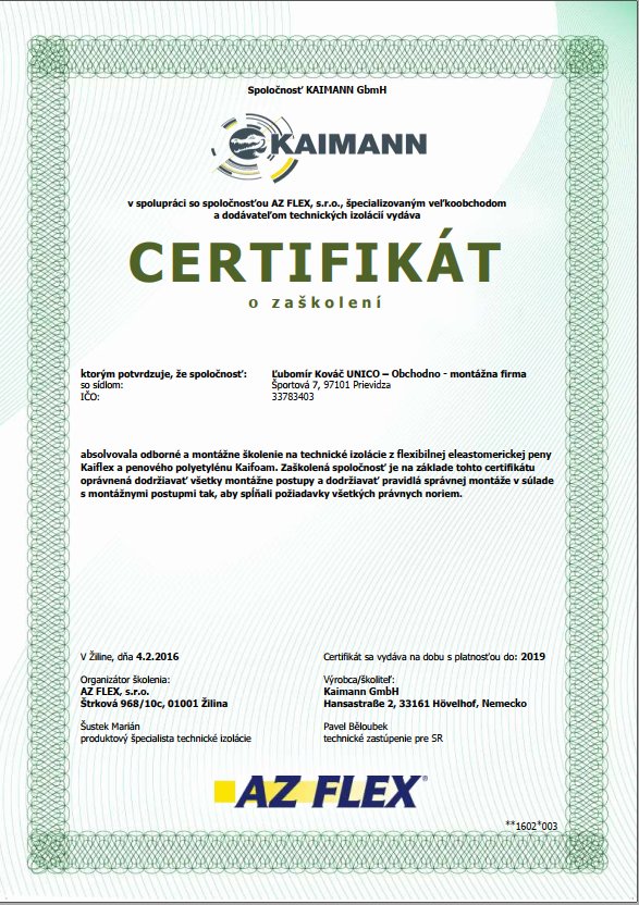 Certifikát Kaimann
